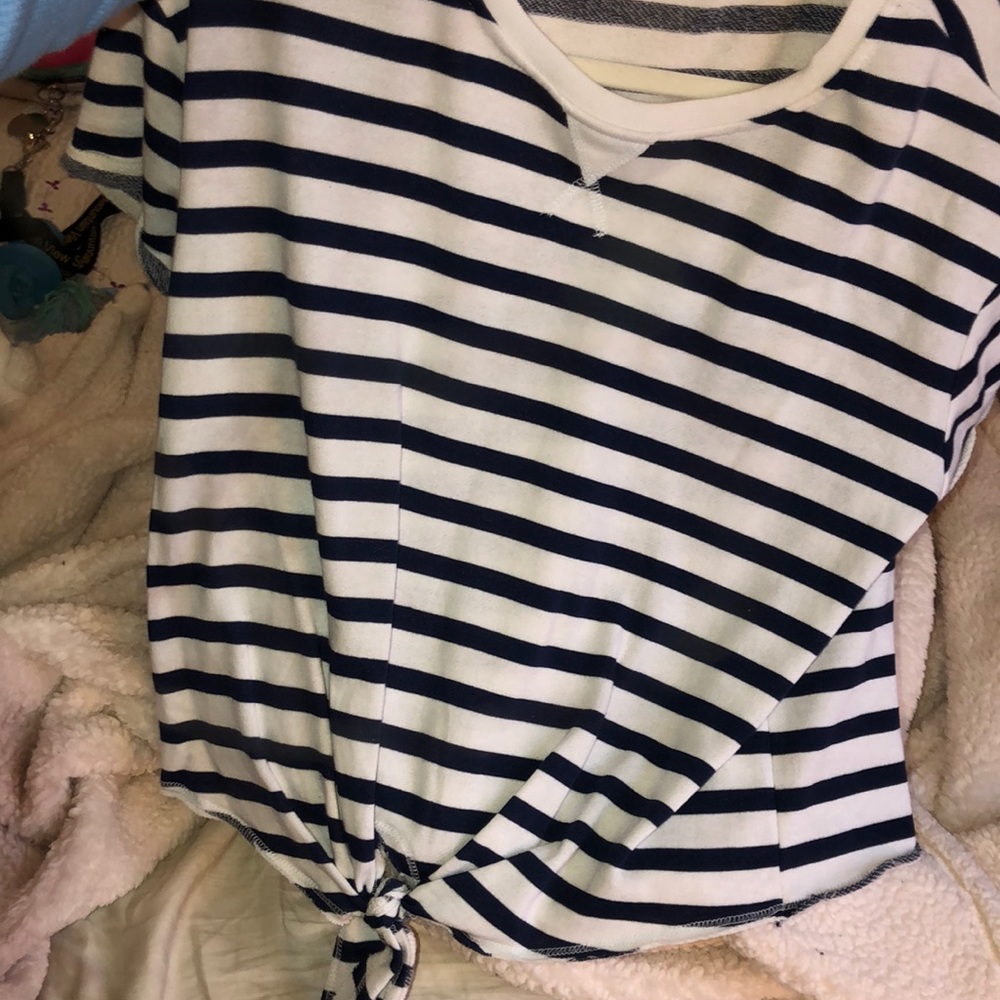 Blue and White Stripped Tie Shirt